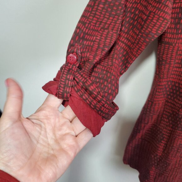 TOAD & AND CO Tamaya Tunic Top Shirt Organic Cotton Roll Tab Red Women's Small - Picture 5 of 12